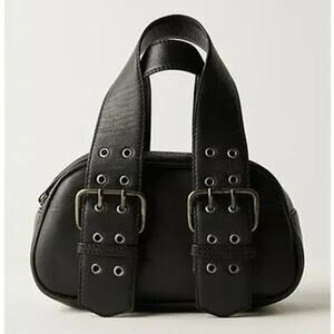 Free People Sheepskin Leather Buckle Strap Mini Bag Grunge Y2K Style